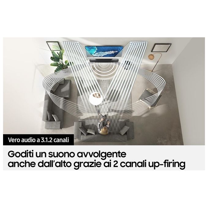 [ComeNuovo] Samsung Soundbar HW-Q600B-ZF con Subwoofer 3.1.2 Canali 360W 2022 Suono Immersivo e Ottimizzato Effetto Cinema Surround Gaming Mode