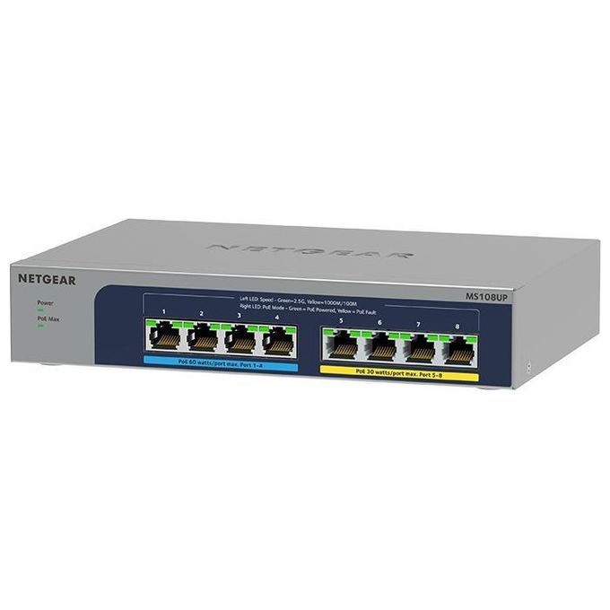Netgear MS108UP Switch Non Gestito 2.5G Ethernet 100-1000-2500 Supporto Power over Ethernet