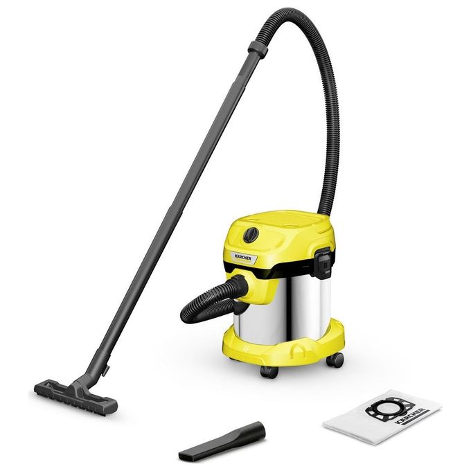 Karcher Bidone Solidi liquidi 1000w 15 Litri Cavo 2mt Tubo 1.8mt Acciaio