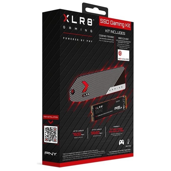PNY XLR8 PS5 SSD Cover with Integrated Heatsink + SSD CS3140 M.2 GEN4 1TB Gaming Kit Progettato per adattarsi a PS5