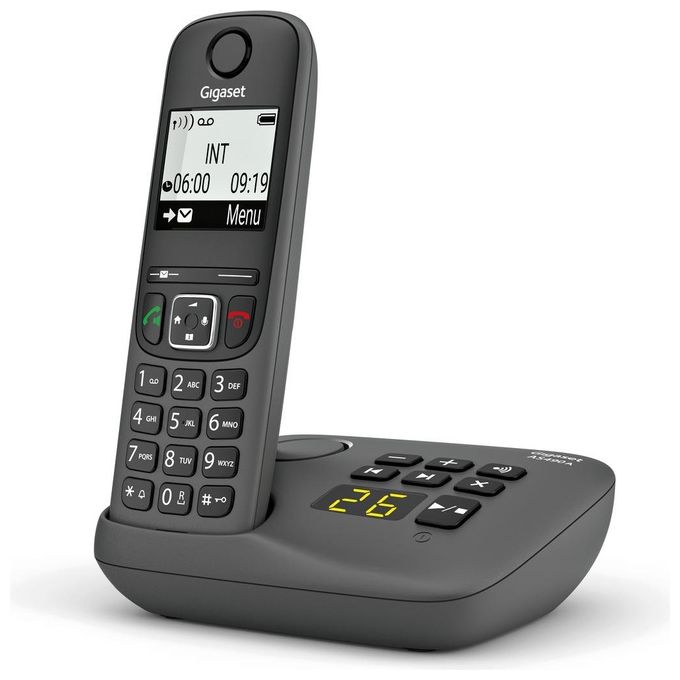 Gigaset AS490A Cordless Display 2'' Vivavoce Rubrica Segreteria Nero