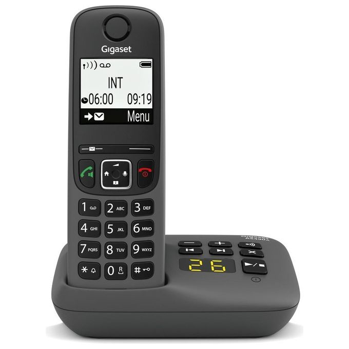 Gigaset AS490A Cordless Display 2'' Vivavoce Rubrica Segreteria Nero