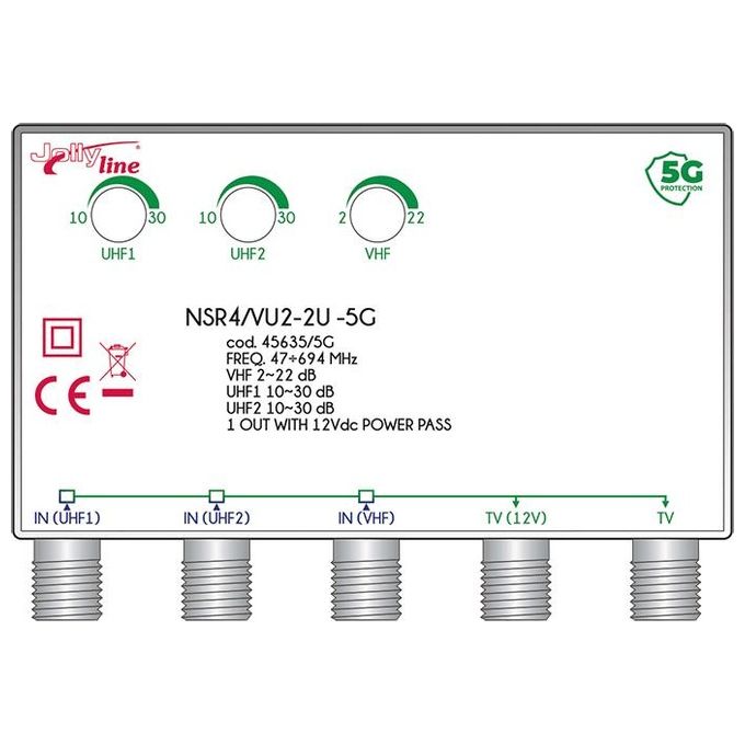 Gbs NSR4-VU2-2U -5G Amplificatore 5G da Palo 32db Vhf-Uhf-Uhf 2out