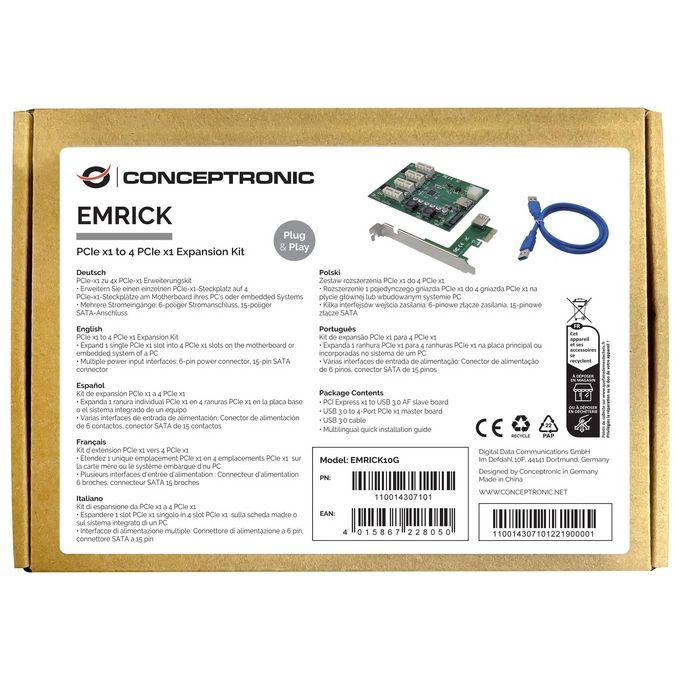Conceptronic EMRICK10G Scheda di Interfaccia e Adattatore Interno PCIe