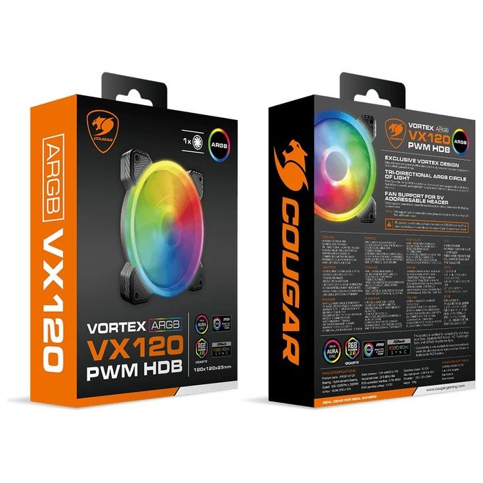 COUGAR KIT 3X VENTOLA CABINET VORTEX ARGB VK 120 PWM HDB FAN 120X120X25