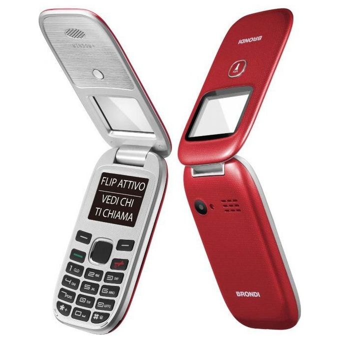 Brondi Window Telefono Cellulare con Apertura a Conchiglia e Flip Attivo Dual Sim 1.77'' Rosso