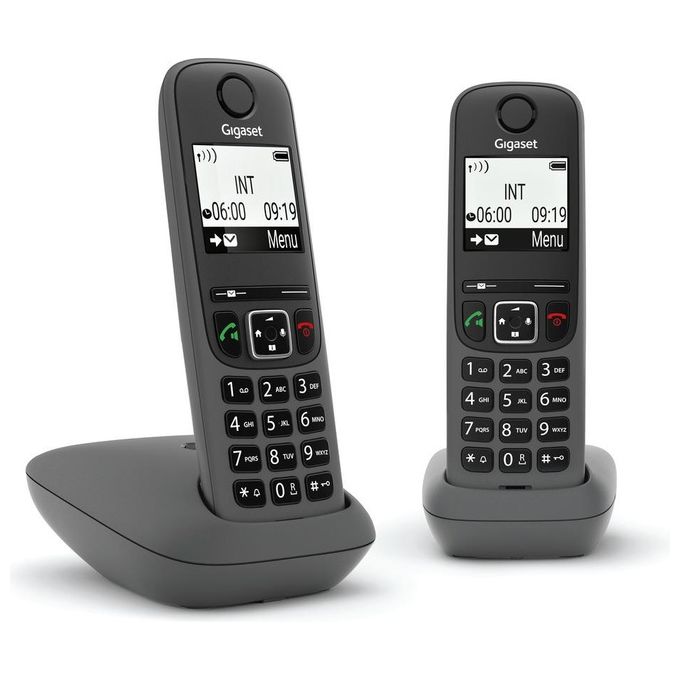Gigaset AS490 Duo Coppia Cordless Display 2'' Vivavoce Rubrica Nero