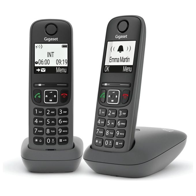 Gigaset AS490 Duo Coppia Cordless Display 2'' Vivavoce Rubrica Nero