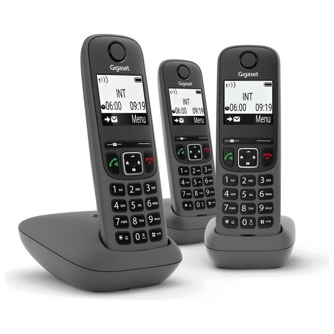 Gigaset AS490 Trio Tris Cordless Display 2'' Vivavoce Rubrica Nero
