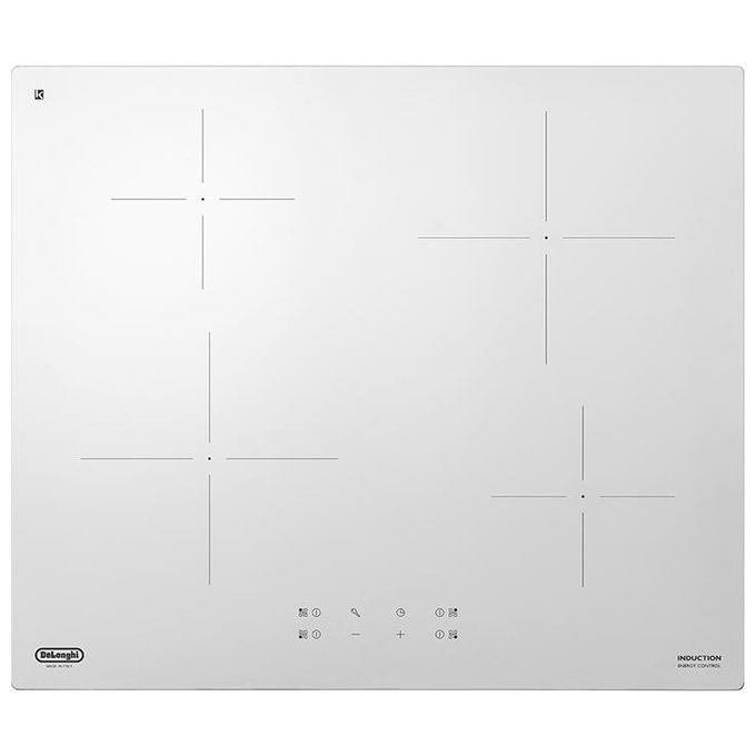 DeLonghi PIB62 Linea Design Piano Cottura a Induzione in Vetroceramica 4 Zone Induction Energy Control Sistema Comandi Touch Control 60 cm Bianco