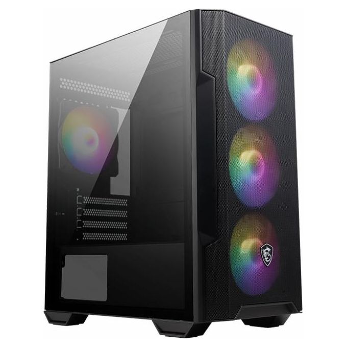 MSI MAG FORGE M100R Mini-Tower PC Case - Vetro temperato, Micro-ATX Mini-ITX, pannello frontale Mesh, 4 ventole ARGB (120mm) con controller Hub, filtro antipolvere magnetico, porta USB 3.2 Gen1 Type-A