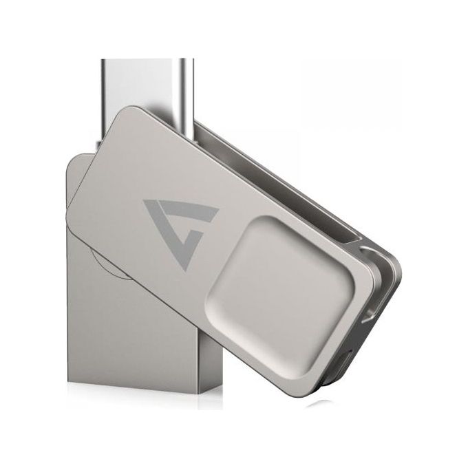 V7 VF364GTC Unita' Flash Usb 64Gb Usb Type-A - Usb Type-C 3.2 Gen 1 Argento