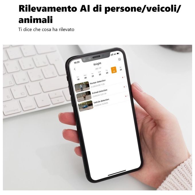 Imou Knight - Un mondo colorato, anche di notte - Rilevamento persone - 4K - 8Mp - Rilevamento AI di persone-veicoli-animali - H.265 - Visione notturna a colori smart - Copertura a 360° - Comunicazione bidirezionale - IP66 resistente alle intemperie - Far