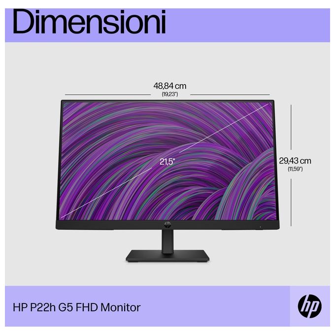 HP P22h G5 Monitor Pc 21.5'' 1920x1080 Pixel Full Hd Nero