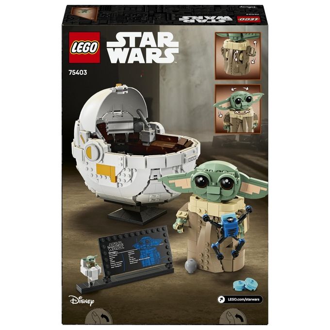 LEGO 75403 Star Wars Grogu con Carrozzina Hover 1048 pezzi con minifigure e accessori colore Nero