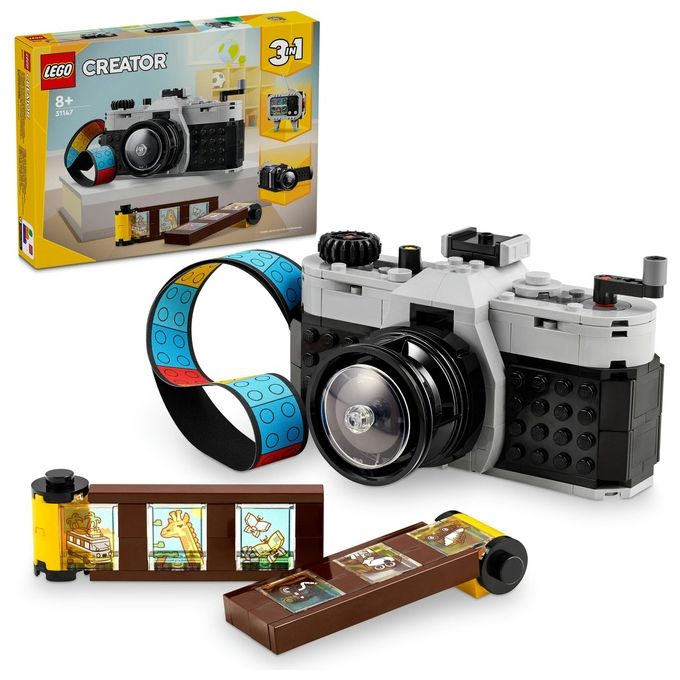 LEGO Creator 31147 3in1 Fotocamera Retro 31147-LEGO Giochi per Bambini 8+ Anni Macchina Fotografica Trasformabile in Videcamera o TV