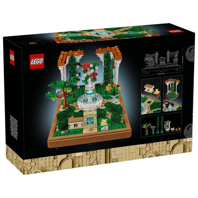 LEGO Icons 10359 - Giardino con Fontana, Set da Costruzione Decorativo 1302 Pezzi, Fontana a 2 Livelli, Pergolati Fioriti, Moduli Personalizzabili, Eta' 18+