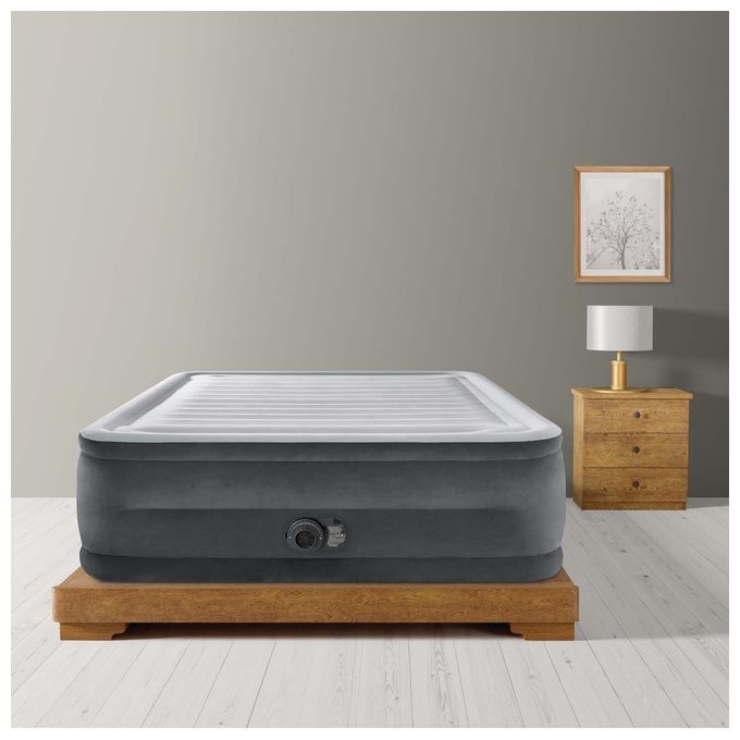 Intex Materasso Dura-Beam Comfort Plush Matrimoniale 152x203x56 Grigio per Piscine e Campeggio