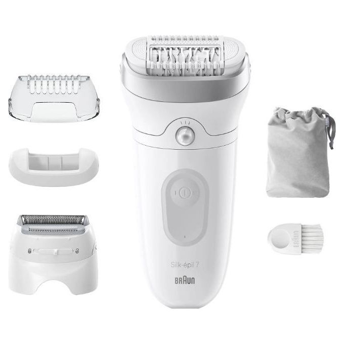 Braun Silk-Epil 7 Epilatore Elettrico 40 Pinze 5 Accessori Wet and Dry Luce Smart