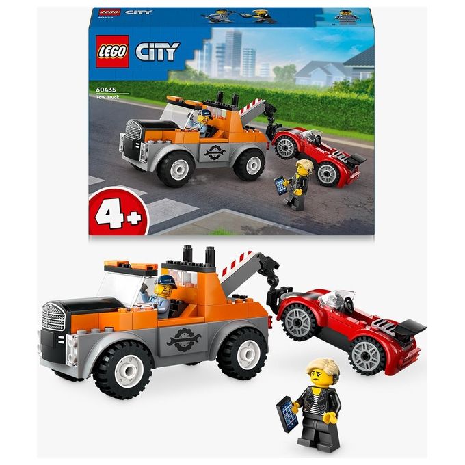 LEGO City Autogru' e Officina Auto Sportive Giocattolo Giochi Creativi da Meccanico per Bambini e Bambine da 4 Anni con Camion Carro Attrezzi e Macchina da Costruire Idea Regalo da Collezione 60435