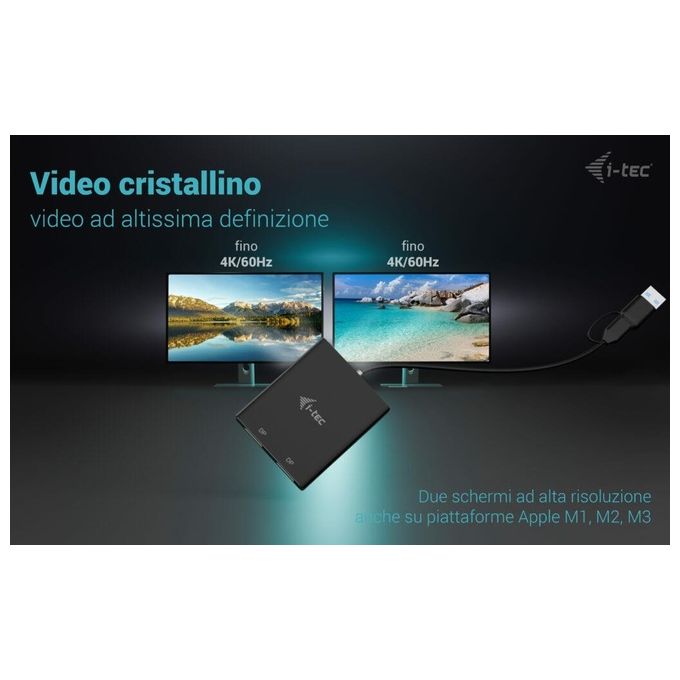 I-Tec USB-A-USB-C Dual 4K-60 Hz DisplayPort Video Adapter