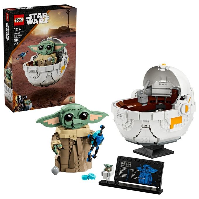 LEGO 75403 Star Wars Grogu con Carrozzina Hover 1048 pezzi con minifigure e accessori colore Nero