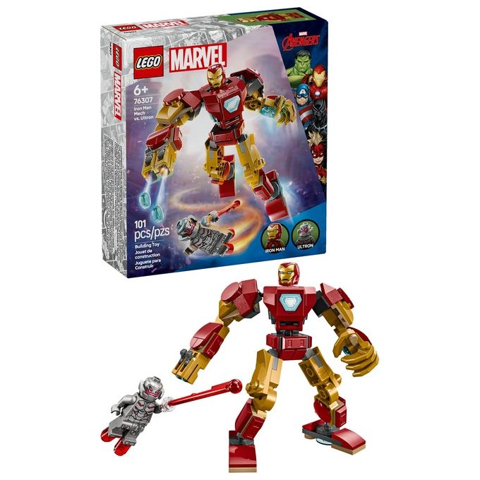 Lego Set 76307 Mech di Iron Man vs Ultron Marvel Super Heroes Assemblaggio Creativo per Fan e Collezionisti