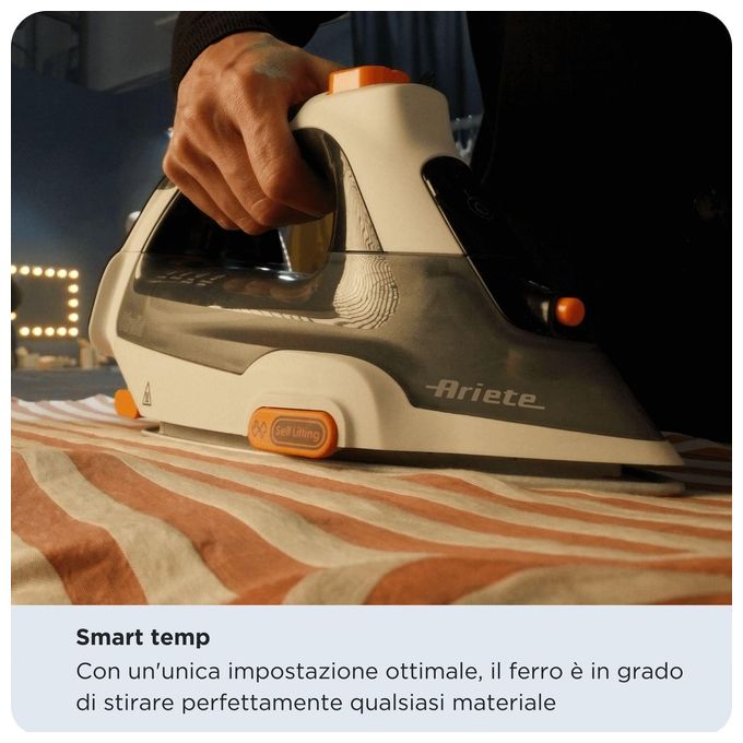 Ariete 6190 Step Up Ferro da stiro a vapore Smart Temp 2400W Piastra Ceramica 57 fori Vapore 30g-min colore Grigio Nero