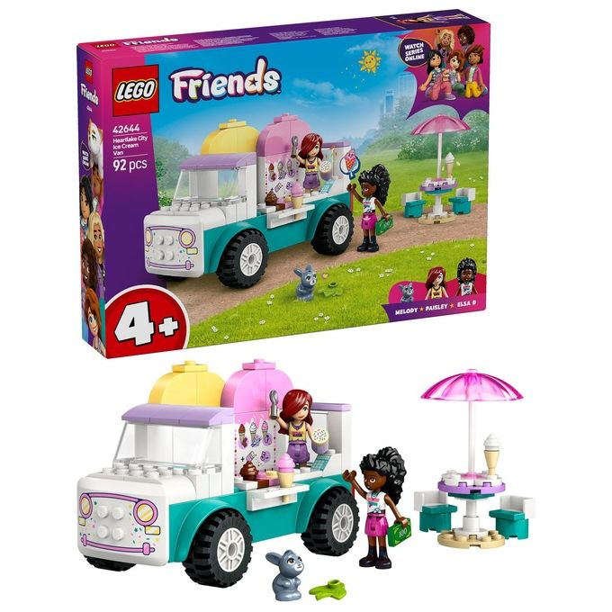 LEGO Friends Il Furgone dei Gelati di Heartlake City Giochi Creativi e Didattici per Bambine da 4 Anni con Camion Giocattolo 2 Mini Bamboline un Coniglietto Cibo e Accessori Set con Veicolo 42644