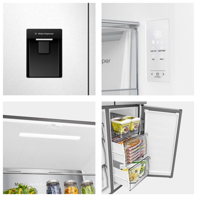 Hisense RQ5P470SMIE – Frigorifero Americano Side by Side 483 L, Classe E, Total No Frost,  Inox