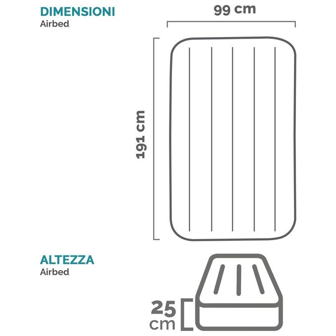 Intex 64757 Materasso Classic Downy Singolo con Tecnologia Fiber Tech 99x191x25cm