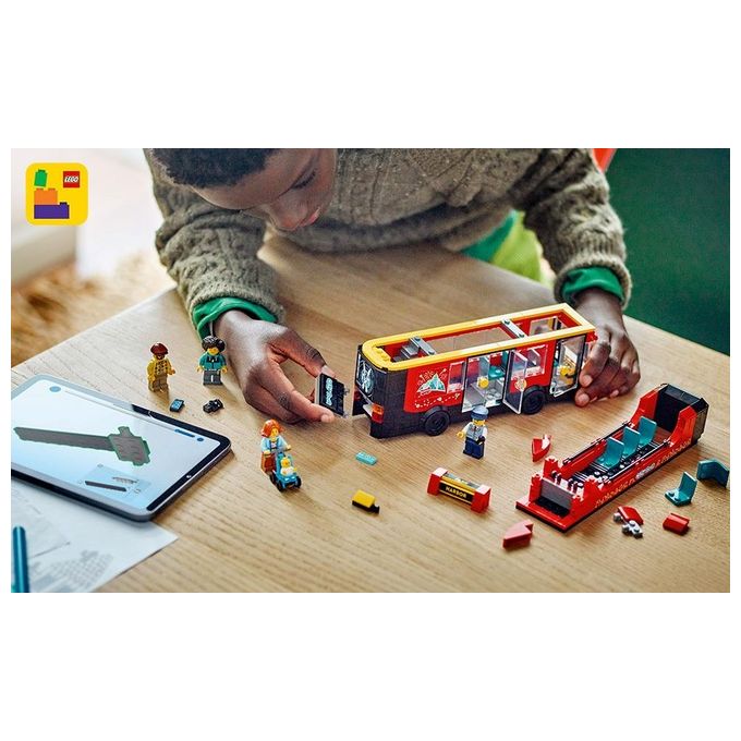 LEGO City Autobus Turistico Rosso a Due Piani Giochi per Bambini e Bambine da 7 Anni in su con Veicolo Giocattolo in Stile Londinese da Costruire e 5 Minifigure Idea Regalo di Compleanno 60407