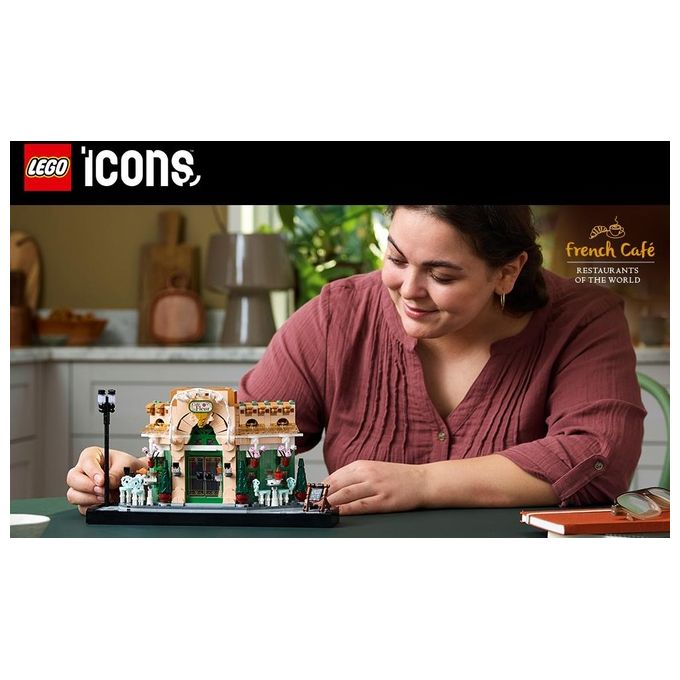 LEGO 10362 Icons Kit Modellismo Fai da Te per Adulti con Libreria Decorativa e Café Francese 1101 Pezzi colore Nero