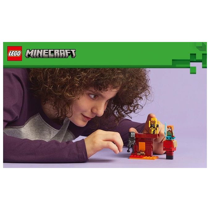 LEGO Minecraft Battaglia sul Ponte del Nether Gioco d'Avventura per Bambini e Bambine da 6 Anni Piccolo Set da Costruire con Funzioni e 4 Personaggi del Videogioco Idea Regalo di Compleanno 21266