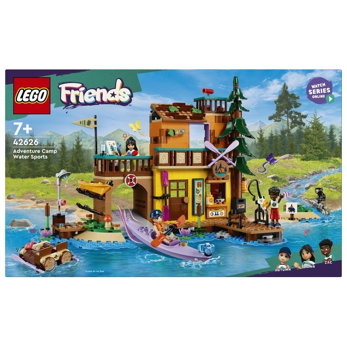 LEGO Friends 42626 Campo Avventura Sport Acquatici Giochi di Ruolo Educativi per Bambine e Bambini da 7 Anni con Molo e Campeggio Giocattolo da Costruire Accessori e 3 Personaggi Idea Regalo