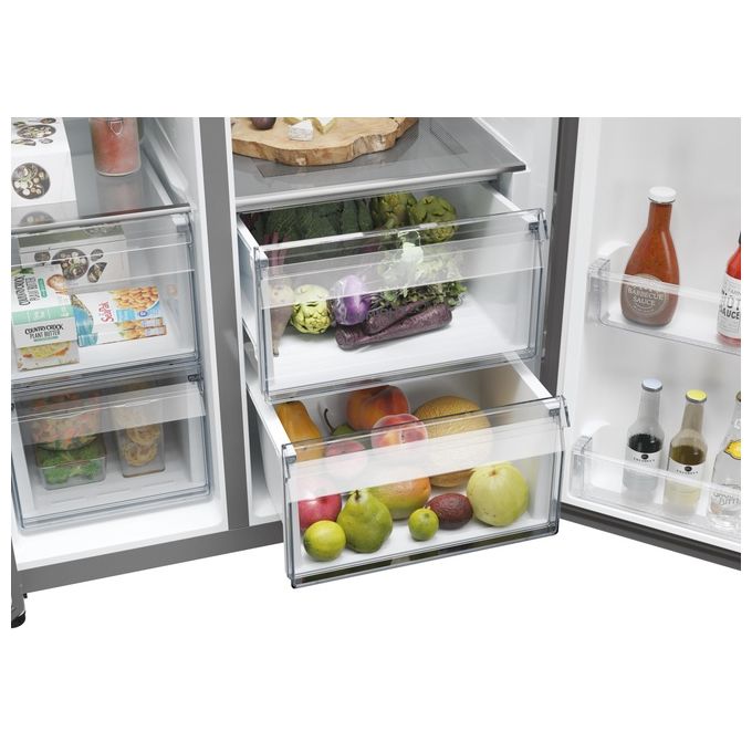 Haier HSW79F18ANMM Frigorifero Americano Side by Side Capacita' 611 Litri Classe energetica A Raffreddamento No Frost colore Inox