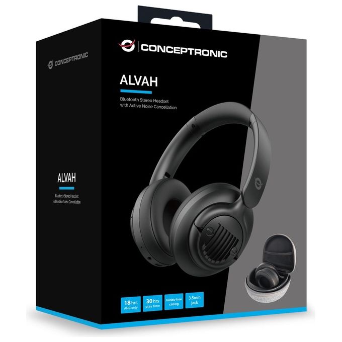 Conceptronic ALVAH02B Cuffia con Cavo e Senza Cavo a Padiglione Musica e Chiamate Bluetooth Nero