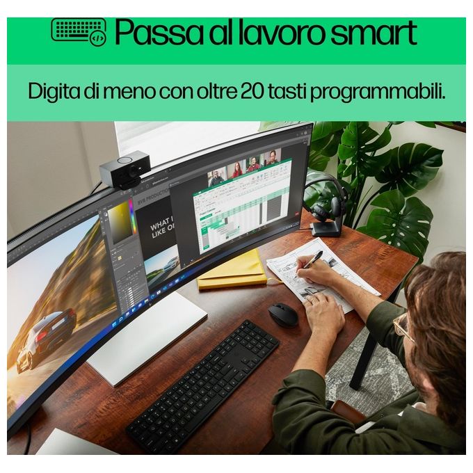 HP 4R184AA Tastiera Wireless Programmabile 450 Full-size RF USB 10m autonomia 20 mesi colore Nero