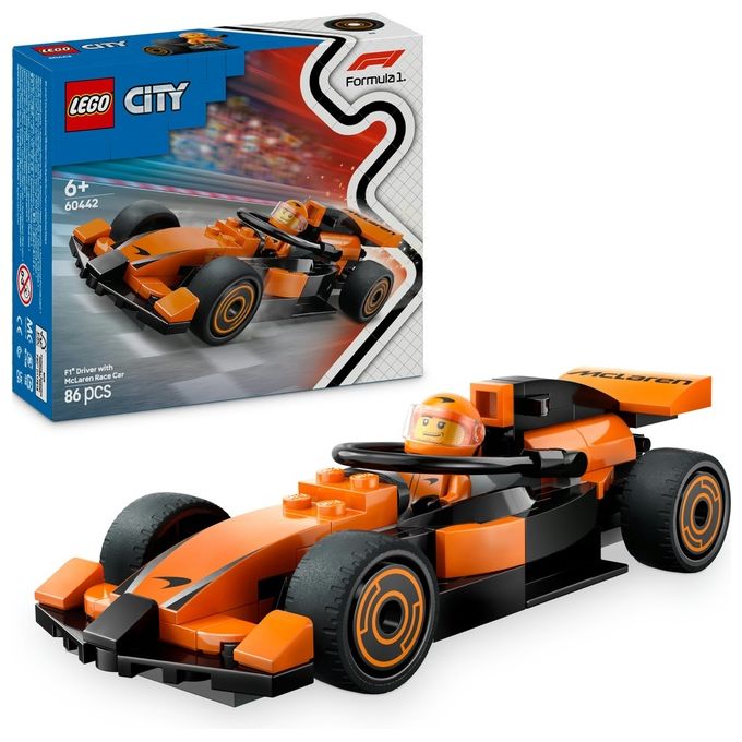 Lego Set Pilota e Monoposto McLaren F1 60442 City Formula1 Racing Construction Kit