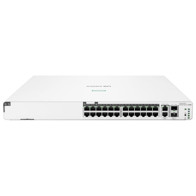 HP Enterprise Aruba Instant On 1960 24G 20p Class4 4p Class6 PoE 2XGT 2SFP 370W Gestito L2 Gigabit Ethernet 10-100-1000 Supporto Power over Ethernet 1U Bianco
