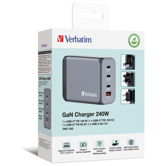 Verbatim Gan Charger 4 Porte 240W