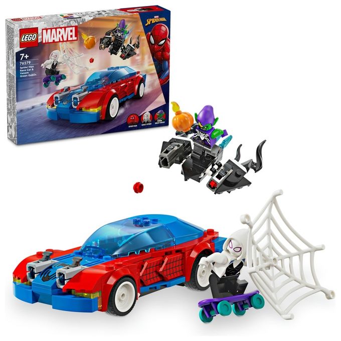 LEGO Marvel 76279 Auto da Corsa di Spider-Man e Venom Goblin, Gioco per Bambini di 7+ Anni, Veicoli Giocattolo dei Supereroi