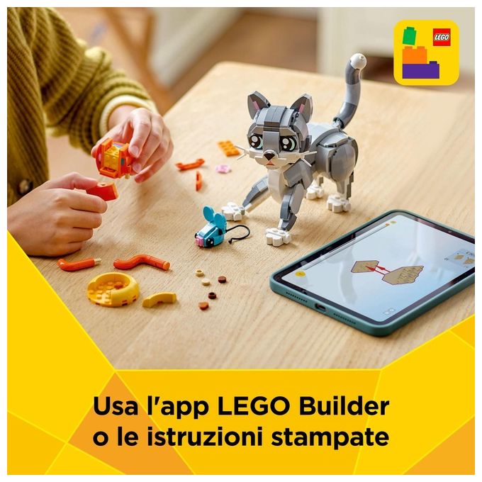 LEGO Creator 3 in 1 Gatto Giocoso Giocattolo - Si Trasforma in Piccione o in Cane - Animali da Costruire per Bambine Bambini Ragazze e Ragazzi da 8 Anni - Idea Regalo di Compleanno Creativa - 31163