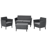 Keter Set da Giardino Salemo Lounge Composto da 2 Poltrone, Divano a 2 Posti e Tavolino, Grafite