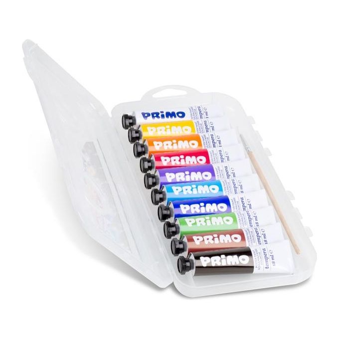 Primo Confezione 10 Tubetti tempere 18ml Colori Assortiti