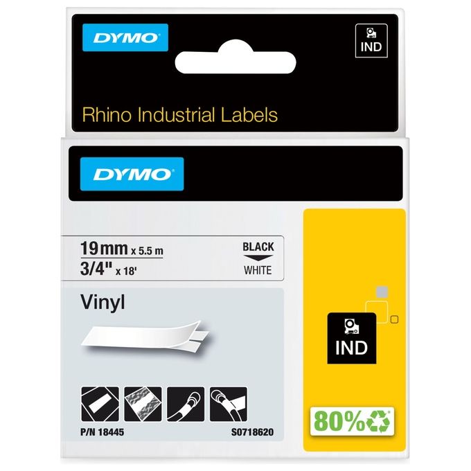 Dymo Cf 5 nastri Da 19mmx5.5m Vinile Nero Bianco