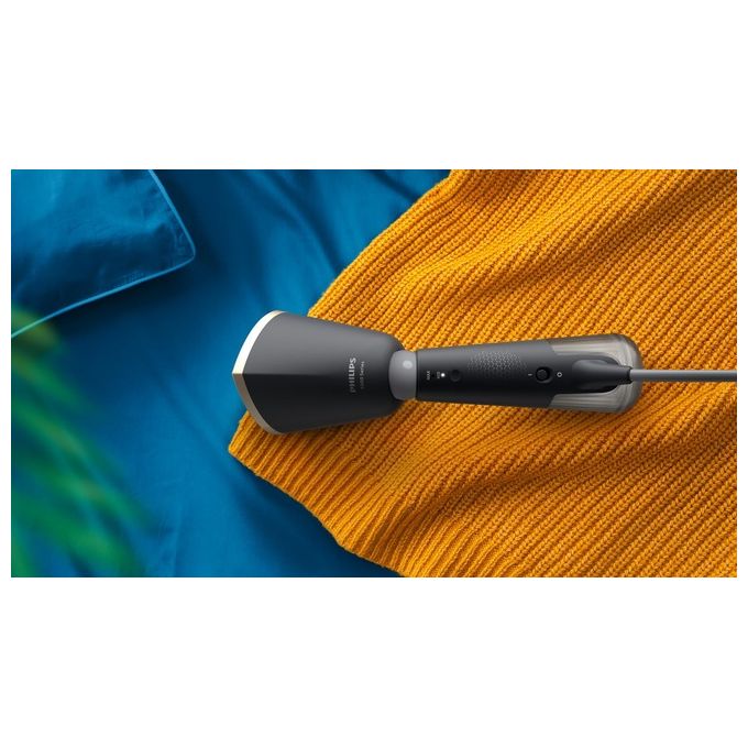Philips 5000 Series STH5030-80 - Ferro a vapore verticale portatile, 1300 W, piastra metallo inox, serbatoi 120 ml + 200 ml, riscaldamento 35 s, modalita' Eco-Max, testa regolabile, guanto protettivo e StyleMat inclusi, compatibile con tutti i tessuti, co