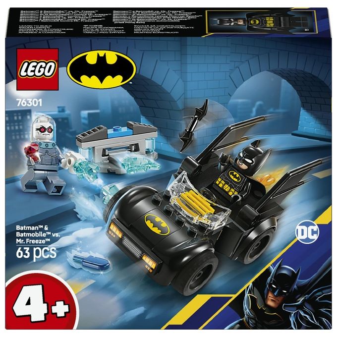 LEGO DC Batman e Batmobile Contro Mr. Freeze - Macchina Giocattolo del Supereroe con 2 Minifigure Accessori e Starter Brick per l'Auto Giochi per Bambini e Bambine da 4 Anni in su Idea Regalo 76301