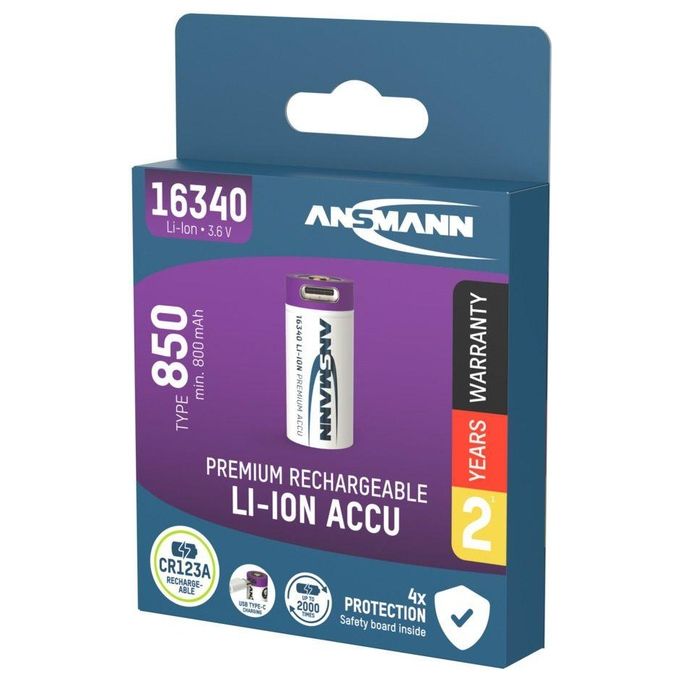 Ansmann 16340 Li-Ion Akku 850mAh 36V Micro Usb Input