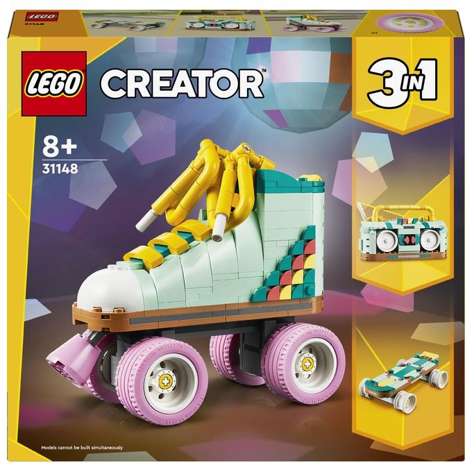LEGO Creator 31148 3in1 Pattino a Rotelle Retro' Trasformabile in Mini Skateboard o Radio Giocattolo, Giochi per Bambini 8+